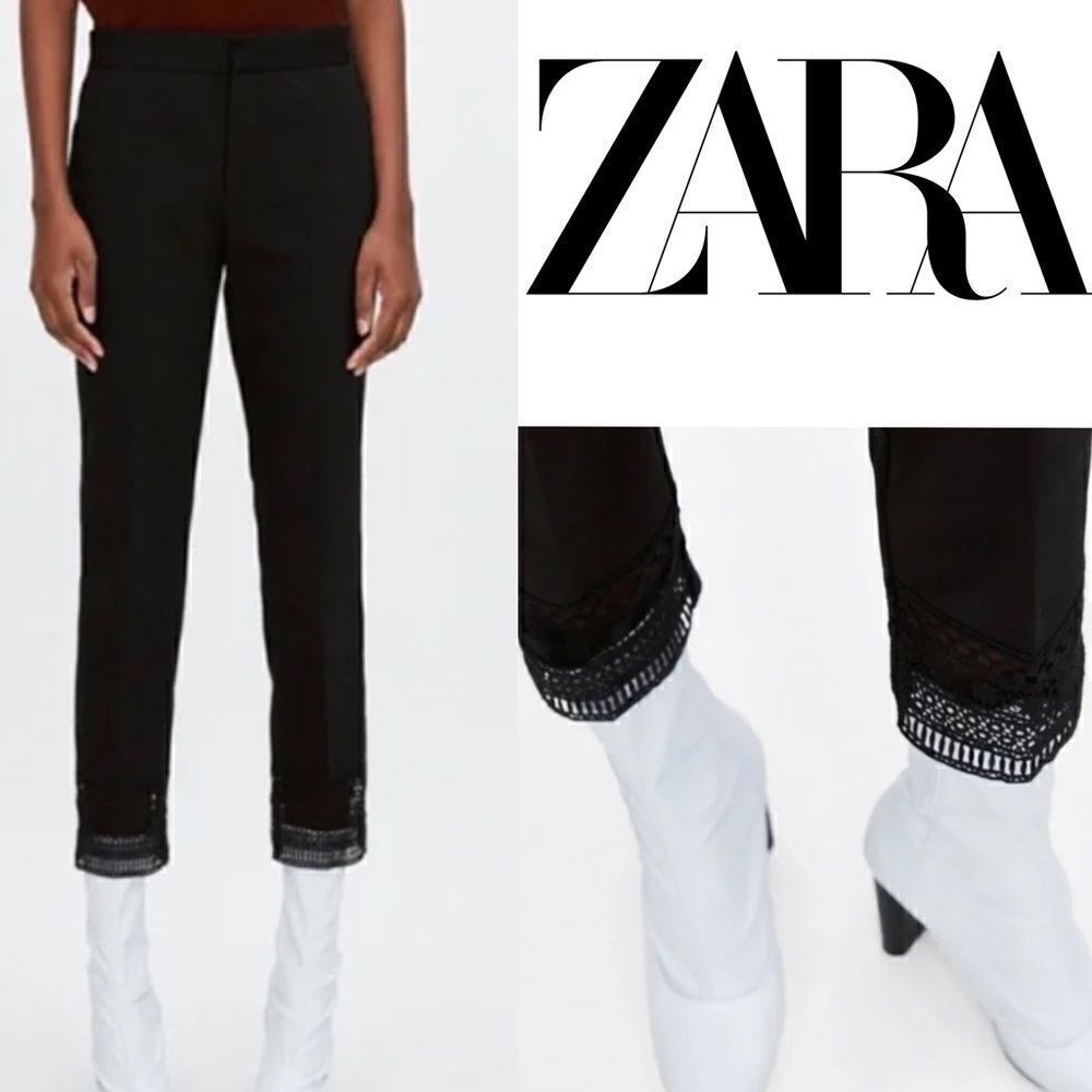 ZARA Black Crochet Straight Pant Medium